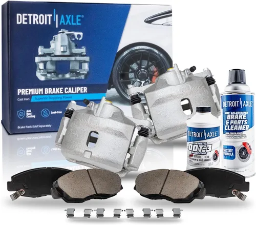 Miniatura 26 de Detroit Axle - Pinza de freno de disco delantera del lado del conductor + pastillas de freno de cerámica con repuesto de hardware para Ford F-150