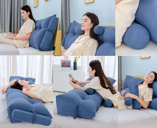Miniatura 5 de Peachwell Almohada triangular de lectura para reposo en cama, cojín bolster grande para cabecero, respaldo, almohada de cuña con dos almohadas Marrón