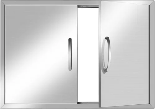 Miniatura 20 de Puertas de cocina para exteriores, 31 pulgadas de ancho x 24 pulgadas de alto, puertas de acceso dobles para barbacoa, acero inoxidable 304
