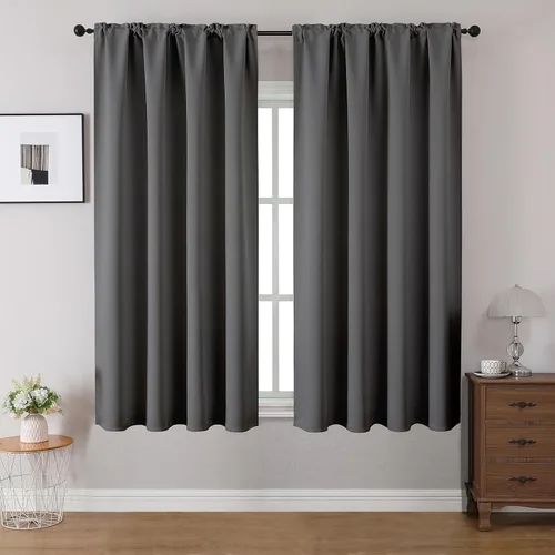 Miniatura 15 de CUCRAF Cortinas opacas de 45 pulgadas de largo, juego de 2 paneles para dormitorio, bolsillo para cortinero, cortinas de oscurecimiento