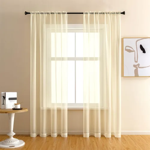 Miniatura 19 de GYROHOME Cortina de gasa transparente con bolsillo para barra, filtro de luz solar, protege la privacidad de poliéster transparente para sala