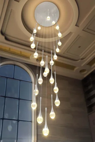 Miniatura 52 de ykolupty Candelabro Moderno de 138'', 20 Luces, Lámpara Colgante Moderna Negra, Candelabro Grande para Escalera, Vestíbulo, Sala de Estar, Negro