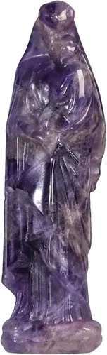 Rockcloud Figura de cristal curativo Amatista Virgen María sosteniendo bebé figura religiosa escultura Nuestra Señora Reiki bendito regalos para