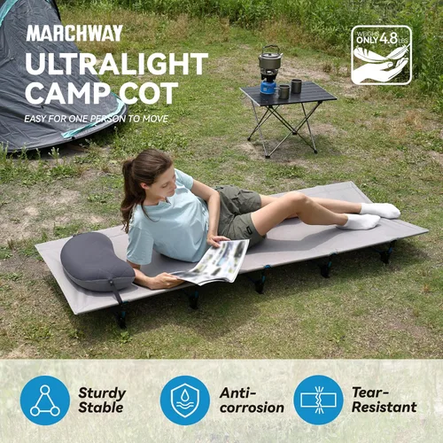 Miniatura 2 de MARCHWAY Cama de Campamento Ultraligera Plegable para Tienda de Camping, Portátil y Compacta para Viajes al Aire Libre, Base de Campamento, Gris