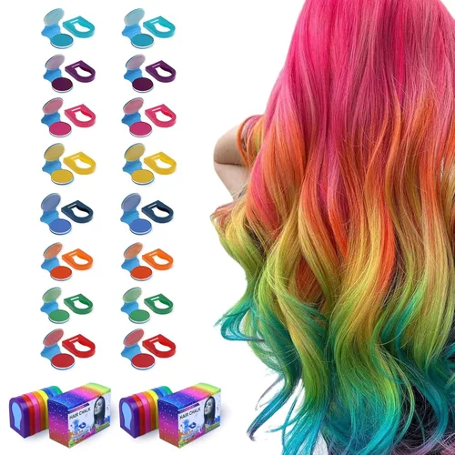Miniatura 10 de Hair Chalk for Kids - All Red 8 Pieces Washable Temporary Hair Color Set - Vibrant Red Dye for Girls - Non-Toxic on Dark Hair