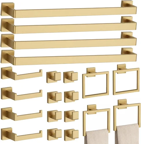 Miniatura 18 de Juego de 5 piezas de accesorios de baño negro mate, juego de barra de toalla de baño de 23.6 pulgadas, juego de hardware de baño de acero inoxidable