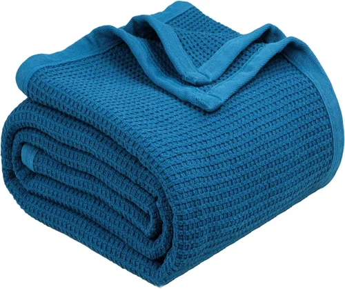Miniatura 17 de Cobija TreeWool liviana de algodón, de cuidado fácil, suave, cómoda y cálida (king size, 90 x 108 pulgadas, tejido reticular)