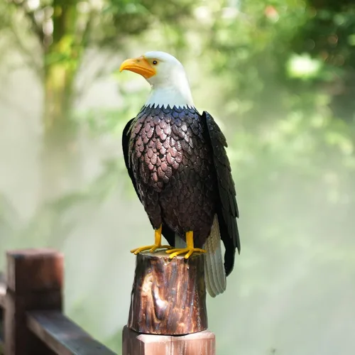 Miniatura 4 de Estatua Chisheen de águila calva de metal para exteriores, arte de jardín, escultura para patio, sala de estar y decoración de jardín
