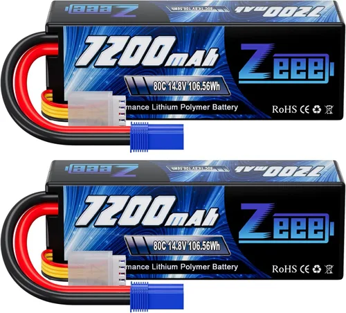 Zeee 4S Lipo - Batería 7200mAh 14.8V 80C con conector EC5, carcasa rígida, batería RC para modelos RC Car Truck Tank Buggy Truggy RC Racing (paquete