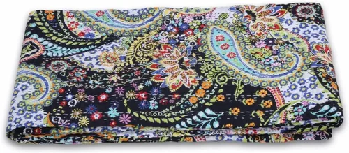 Miniatura 2 de Manta india hecha a mano de algodón Kantha Quit de algodón Gudari (negro)