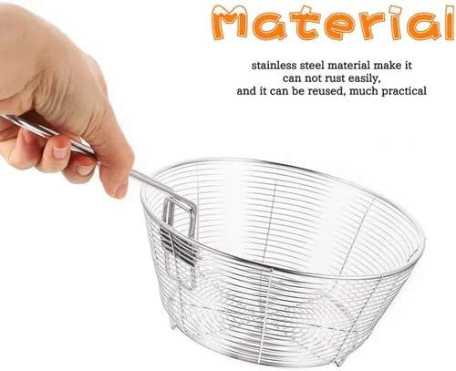 Miniatura 7 de Luxshiny Cesta de freír de alambre de metal, cesta para patatas fritas, asa resistente para un fácil manejo