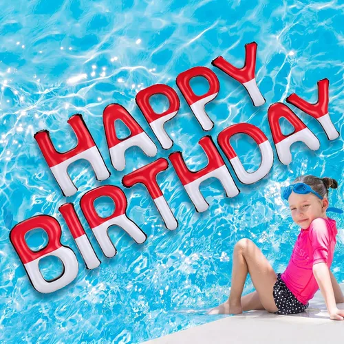 Miniatura 9 de Shappy Globos flotantes grandes de letras flotantes de 20 pulgadas con puntos adhesivos, decoraciones inflables de piscina para fiesta de cumpleaños