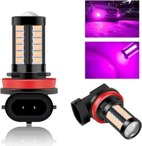 Bombillas LED antiniebla H8 H11 de repuesto para automóviles súper brillantes 6000 K rosa 5730 33SMD para luces de circulación diurna DRL 12 V-2