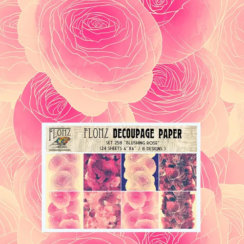 Miniatura 17 de Decoupage - Paquete de papel (24 hojas de 6 x 6 pulgadas) Floral Paradise in Blue # Papel de patrón de estilo vintage para decoupage, manualidades