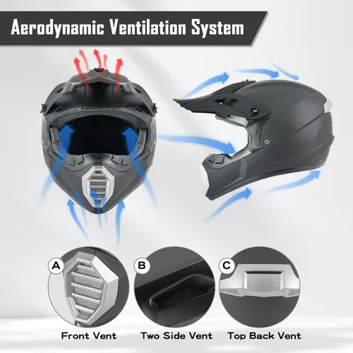 Miniatura 5 de SanQing - Casco de motocross para jóvenes y niños, casco integral para motocicleta de cara completa para bicicleta de tierra ATV cuatrimoto MX