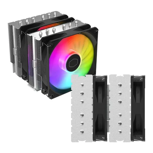 Miniatura 13 de Disipador Master Hyper 620S de Torre Dual para CPU, sincronización ARGB, ventilador PWM de 4.92 pulgadas, 6 tubos disipadores de calor de contacto