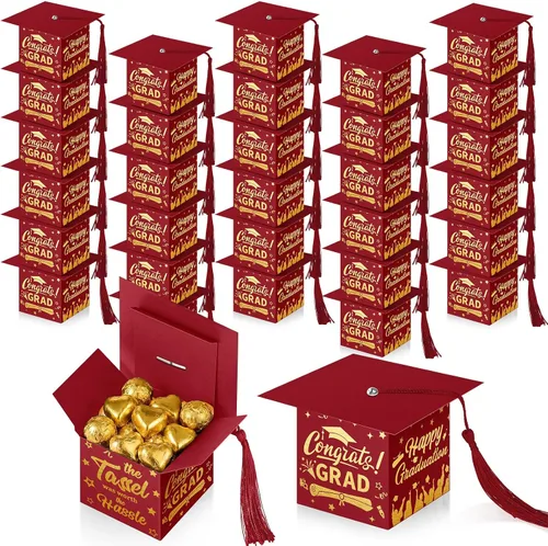 Miniatura 20 de TaoBary 30 cajas de dulces de graduación 2026, decoraciones de graduación, regalos de fiesta, caja de gorra de graduación con borla para suministros