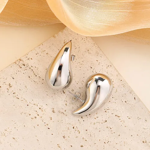 Miniatura 3 de Aretes de lágrima extra grandespequeños para mujer, chapados en oro, huecos, gruesos, hipoalergénicos, ligeros, huecos, aretes de gota de agua