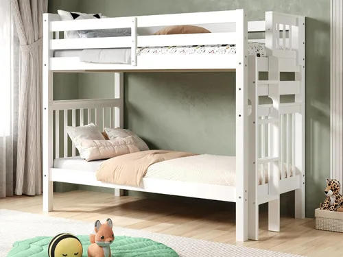 Miniatura 16 de Bedz King Literas altas de tamaño individual sobre individual, estilo Mission con escalera lateral y 2 cajones debajo de la cama, color cereza oscuro