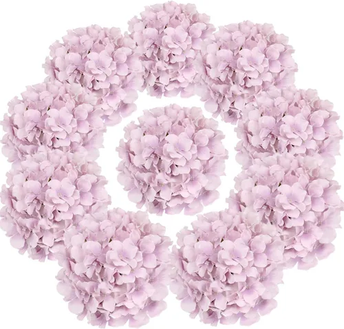 Miniatura 15 de Cabezales artificiales de hortensias de seda para decoración de bodas caseras, 10 unidades Rosa bebé