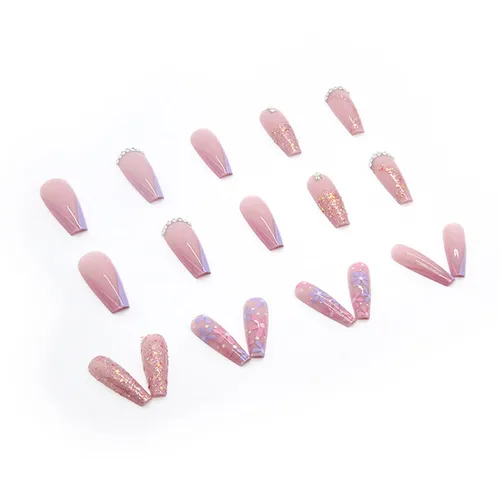 Miniatura 4 de Uñas postizas a presión tipo ataúd súper largas, 24 uñas postizas reutilizables de cobertura completa con pestañas adhesivas, uñas postizas