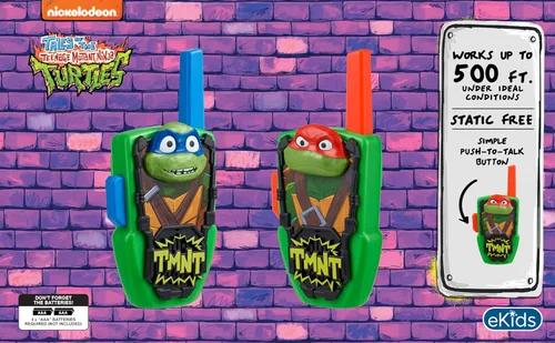 Miniatura 2 de Walkie Talkies de tortugas ninja mutantes adolescentes para niños, juguetes libres de estática, para interiores y exteriores, para niños