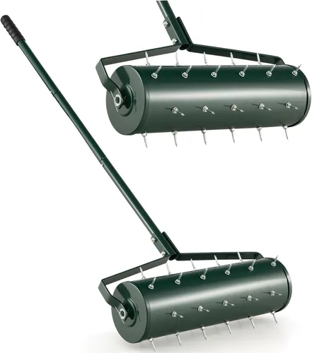 IRONMAX Aireador de césped rodante, herramienta de empuje manual para despachar el suelo con mango ergonómico, herramienta de césped aireador de