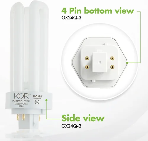 Miniatura 7 de (unidades 4) tubo triple de 26 Watts - GX24q-3 (4 pines), 26.0watts