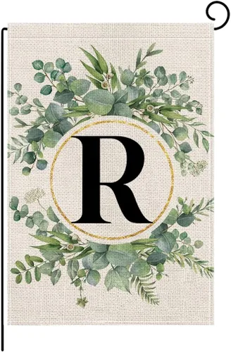 Miniatura 20 de wyooxoo Bandera de jardín floral con monograma de letra H de 12 x 18 pulgadas, doble cara para exteriores, familia, apellido, bandera inicial