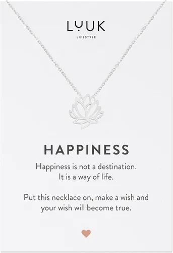 LUUK LIFESTYLE Collares de acero inoxidable para mujer con colgante, tarjeta de joyería de moda con frase de felicidad, amuleto de la suerte, regalo