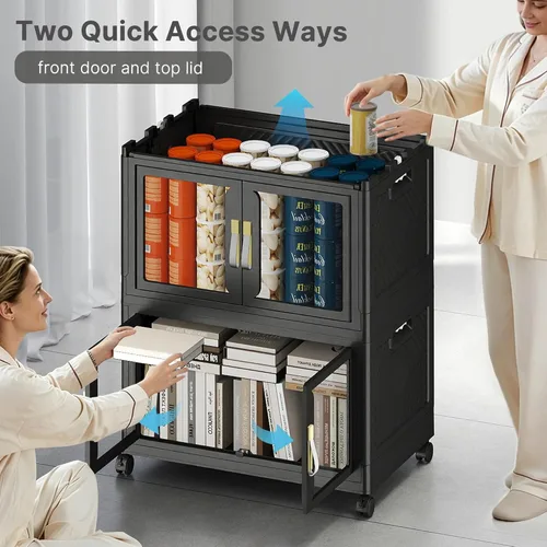 Miniatura 6 de Stackable Storage Bins with Lids, Clear Doors, 120QT Storage Bins Large Storage Cabinet Foldable Collapsible Closet Organizers for Bedroom Dorm