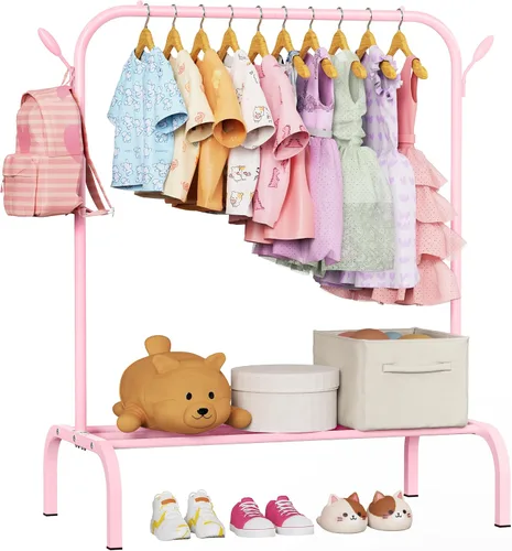 Miniatura 12 de Estante de Ropa Mejorado para Niños - Perchero de Vestir para Bebés y Niños Pequeños Montessori - Pequeños Estantes Portátiles para Ropa con Estante