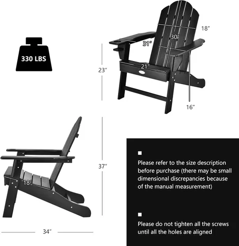 Miniatura 3 de Tangkula Silla Adirondack para exteriores, sillones de polietileno de alta densidad resistentes a la decoloración con soporte para tazas, sillas
