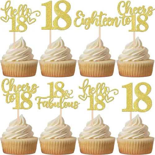 Miniatura 100 de 30 piezas de adornos para cupcakes de 12 cumpleaños feliz, brillantes doce, hola 12, felicitaciones a 12 años, adornos para cupcakes, 12