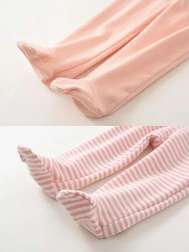 Miniatura 4 de Pantalones de algodón con pies de cintura alta para recién nacidos, para bebés de 0 a 12 meses, paquete de 3 unidades, 1 paquete