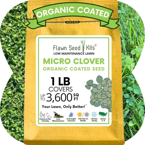 Miniatura 11 de Flawn Seed Kits Semilla de micro trébol, 4.4 onzas, revestimiento orgánico, ecológico, bajo mantenimiento, alternativa al césped, bolsa compostable