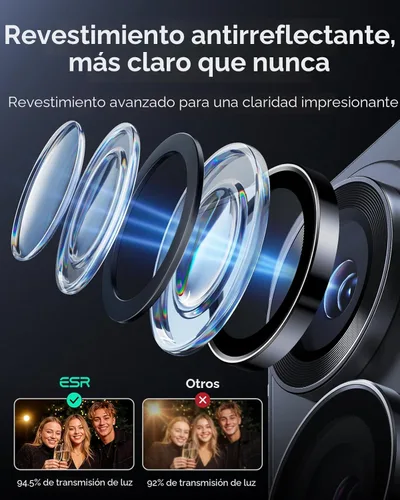 Miniatura 5 de ESR Protector de lente de cámara compatible con Samsung Galaxy S22 Ultra (2022), vidrio templado ultrafino resistente a los arañazos con borde
