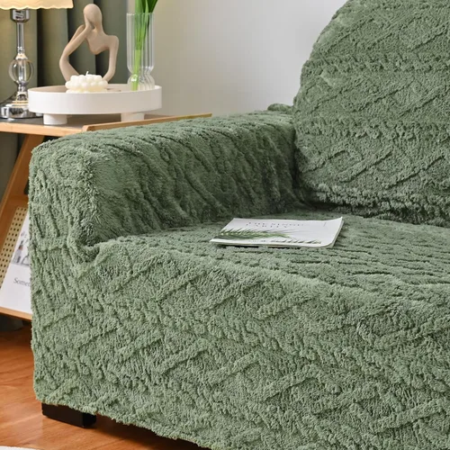 Miniatura 4 de vctops Funda elástica de jacquard geométrico de 4 plazas, 1 pieza con parte inferior elástica, suave y mullida, protector de muebles para niños