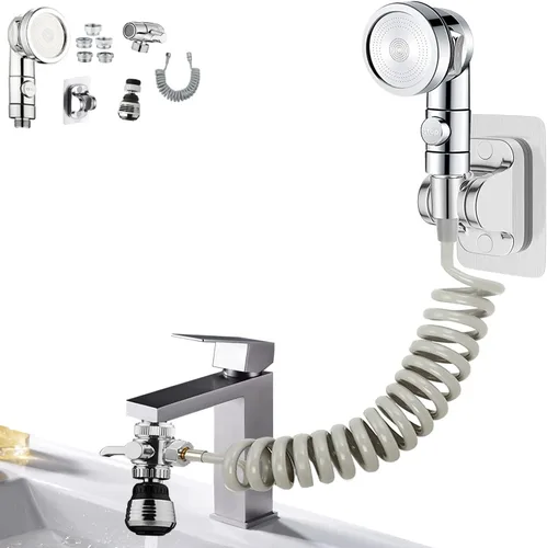 Accesorio rociador de grifo de fregadero, juego de accesorios de rociador de ducha para grifo de bañera, cabezal de ducha de encendido/apagado con