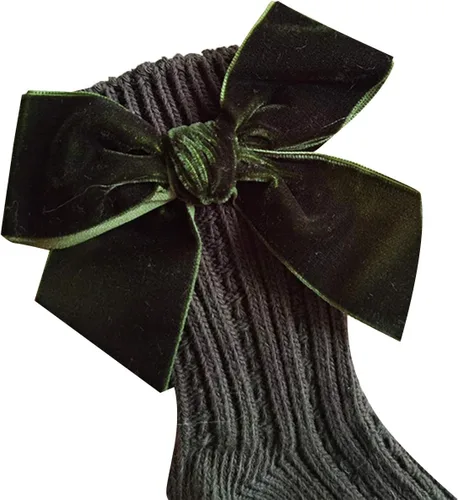 Miniatura 5 de Kayotuas Calcetines altos hasta la rodilla con lazos, calcetines de uniforme con volantes de tubo largo, calcetines de punto acanalado para bebés