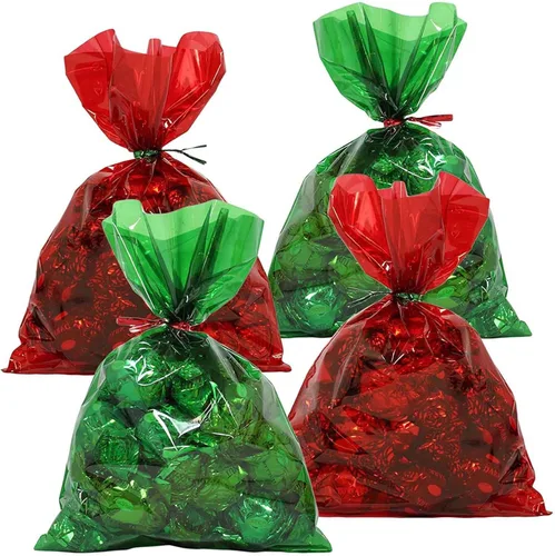 Miniatura 2 de brzikwt 100 bolsas de regalo verdes, bolsas de celofán, bolsas de golosinas, bolsas de golosinas, bolsas de dulces, son adecuadas para San Valentín