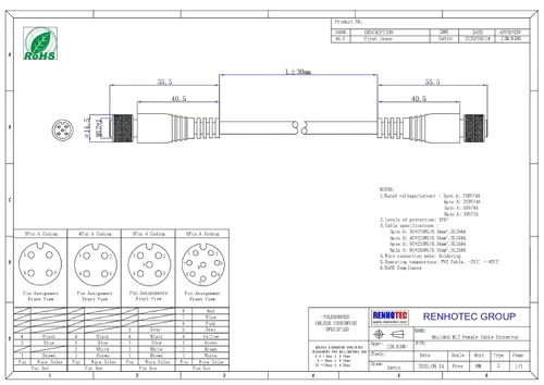 Miniatura 3 de Elecbee Conector M12 5 Pin A-Code Hembra a Hembra Cable terminado doble 1M/3.3ft