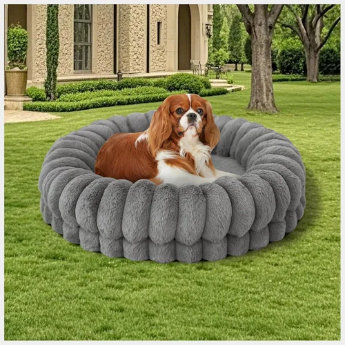 Miniatura 9 de BALANCE Cama de lujo para perros en forma de dona, camas redondas de 23 pulgadas para perros pequeños, lavable, cama ortopédica calmante