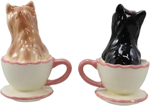 Miniatura 5 de Ebros - Juego de salero y pimentero de cerámica de Yorkshire Terriers Yorkie de cerámica con tazas de té, juego de salero y pimentero, figuras