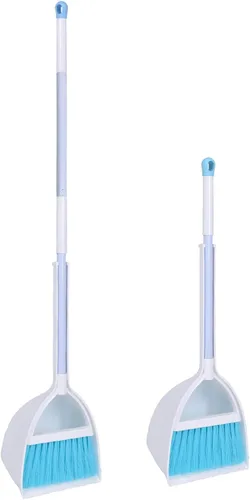 Miniatura 2 de Mini escoba y recogedor, barrido de cocina casera para niños (blanco + azul)