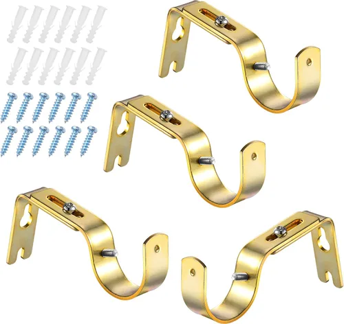 Miniatura 16 de Frienda 4 soportes de barra de cortina resistentes pintados de plata ajustables para barra de cortina de 1 pulgada de diámetro, soportes de Plata