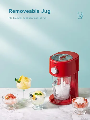 Miniatura 3 de Reemix Máquina de hielo afeitado, máquina de afeitar eléctrica de hielo y máquina de cono de nieve con almacenamiento de gran capacidad, trituradora