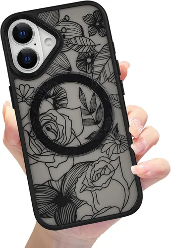 Miniatura 44 de Compatible con el teléfono 13 Pro - Funda magnética mate translúcida, de lujo, a prueba de golpes, magnética y con bonito patrón de flores, carcasa