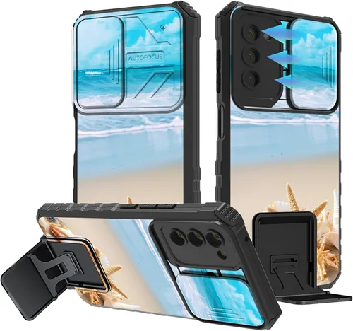 Miniatura 315 de Funda para Samsung Galaxy S22 Ultra 5G, Galaxy S22 Ultra con cubierta de cámara deslizante, funda resistente de doble capa con función atril Black