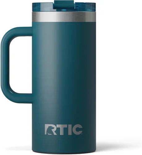 Miniatura 16 de RTIC - Taza de viaje para viajes de 16oz con tapa y asa, forrada en cerámica, aislada, de acero inoxidable, metálica, de doble pared con aislamiento